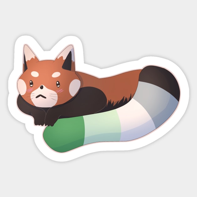 Aromantic Pride Red Panda Sticker by celestialuka